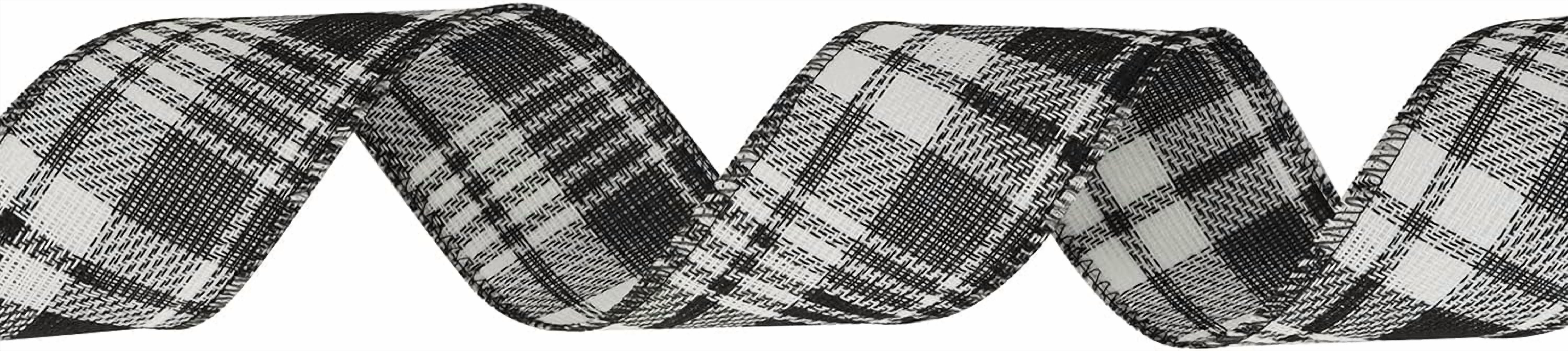 Black and White Wired Ribbon 2.5 Inch Christmas Plaid Ribbon 25 Yards Buffalo Plaid Ribbon Bulk Black and White Gingham Ribbons Checkered Ribbon for Christmas Tree