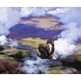 thumbnail image 2 of Chapman, Julie T. 23x20 Black Ornate Wood Framed with Double Matting Museum Art Print Titled - High in the Sunlit Silence, 2 of 4