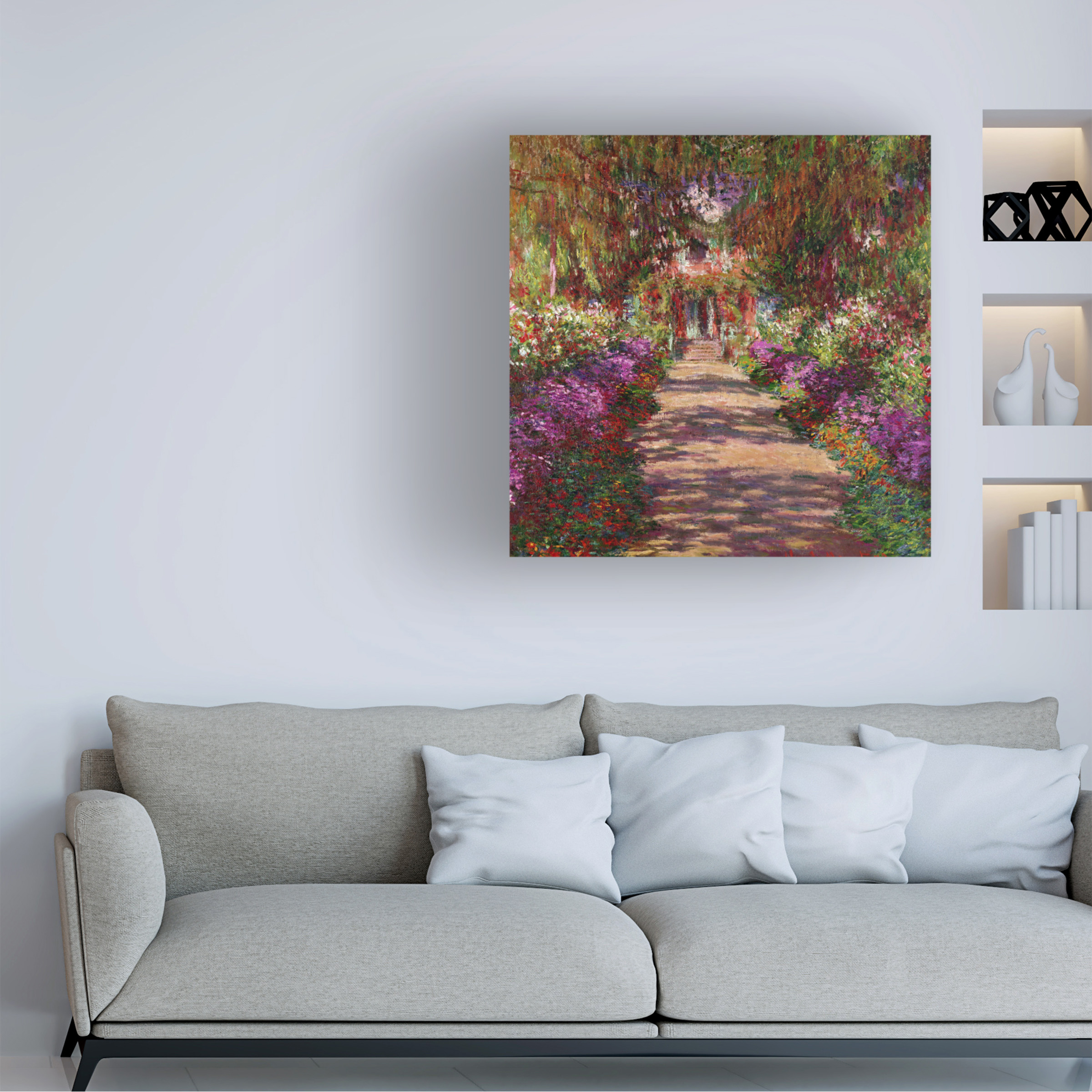 Trademark Fine Art Claude Monet A Pathway In Monet'S Garden Canvas Wall Art - 24x24