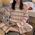 thumbnail image 1 of Pijamas de mujer de invierno de franela de manga larga con forro polar grueso de coral lindo traje de otoño e invierno para el hogar para mujer, 1 of 6
