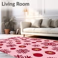 thumbnail image 2 of ODIKA 4'x6' Machine Washable Non-Slip Area Rug, Seasonal Ornaments and Snowflake Cluster Decorative Design High Traffic Rug with Pad, Pink, 652071, 2 of 8
