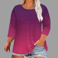 thumbnail image 2 of Bovxnpu 3/4 Length Sleeve Womens Tops, Plus Size Cotton Casual Blouses for Women, Fashion Women's Casual Print Round Neck 3/4 Sleeve T-shirt Blouse XXL, 2 of 6