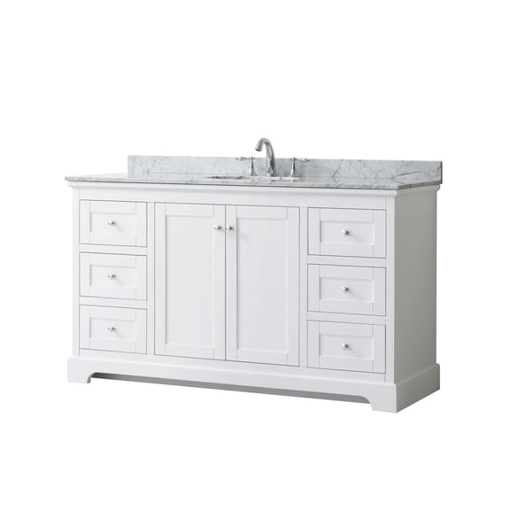 Wyndham Collection 60" Oval-Sink Wood Single Bathroom Vanity in White