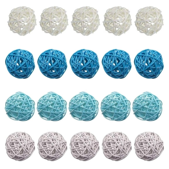 kjfeif 24Pcs 2in Natural Decorative Wicker Rattan Balls- Vase Filler, House ornament, Christmas Tree Garden Wedding Party Coffee Table Decoration,Craft DIY, Parrot, Bird toys Balls