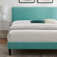 thumbnail image 5 of Platform Bed Frame, Full Size, Velvet, Blue, Modern Contemporary Urban Design, Bedroom Master Guest Suite, 5 of 10