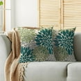 thumbnail image 2 of Teal Green Grey Gray Pillow Covers 18X18 Inch Set of 2, Spring Modern Geometry Dahlia Floral Print Decorative Throw Pillow Covers Outdoor Farmhouse Cushion Case for Couch Sofa Bed Decor, 2 of 5