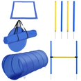 thumbnail image 1 of Dog Agility Starter Kit Pet Outdoor Exercise Training Set Tunnel 4 Weave Poles High Jumper, 1 of 6