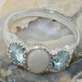 thumbnail image 5 of LBG British Made 925 Sterling Silver Natural Opal & Aquamarine Womens Anniversary Ring - 33 size options - Size 6.5, 5 of 7