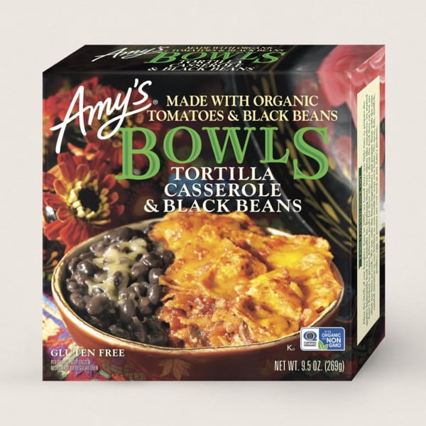 Amy's Frozen Bowls, Tortilla Casserole & Black Beans, Non GMO, 9.5