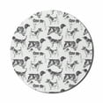 thumbnail image 1 of Dog Lover Mouse Pad for Computers, Monochrome Sketch of Various Dog Breeds on Plain Background Print, Round Non-Slip Thick Rubber Modern Mousepad, 8" Round, Dark Purple Grey White, by Ambesonne, 1 of 2
