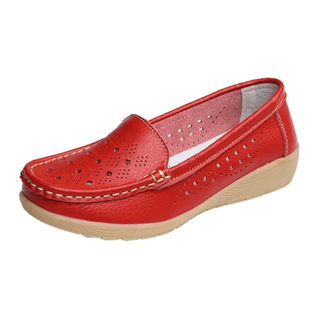 

Sandals Women Slip On Women Comfort Walking Flat Loafers Hollow Out Casual Shoes Driving Loafers Walking Shoes for Women Womens Sandals Pu Red 37