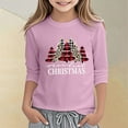thumbnail image 2 of FUZHIQ Christmas Shirts for Girl 3/4 Sleeve Christmas Tree Snowflakes Print Crew Neck Xmas Long Sleeve Tops Funny Kids Holiday Long Sleeve Fall Clothes,Pink,4-5 Years, 2 of 5