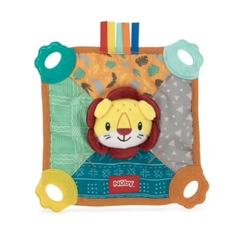 Nuby Teething Blankie and Teether Toy for Babies, Lion Design