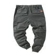 thumbnail image 2 of Men Solid Color Cargo Trousers  Loose Fit Drawstring Waist Long Pants, 2 of 4