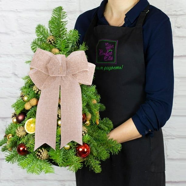 Nœuds De Noël Pour Arbre,Nœuds D'arbre De Noël | Arbre De Noël Elk Lin Grand Arc De Noël | Pendentif En Forme De Nœud D'arbre De Noël, Cadeaux De Fête Pour La Maison, Couronne, Clôture