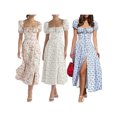 thumbnail image 5 of SUNSIOM Femmes Robes d'Été Manches Courtes Col Carré Taille Haute Smocké une Ligne Fluide Ample Robe Midi, 5 of 5