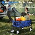 thumbnail image 2 of CL.HPAHKL Collapsible Wagon Cart, Utility Grocery Wagon with Wheels Folding Beach Wagons with Two Drink Holders Portable Wagon with Flexible Handle for Garden, Beach, Camping, Sport (39.6In H, Blue), 2 of 11