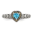 thumbnail image 5 of Shey Couture Sterling Silver with 14K Accent Antiqued Blue Topaz Heart Ring, 5 of 7
