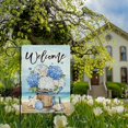 thumbnail image 6 of Dyrenson Welcome Spring Summer Beach Hydrangea Flower Decorative Garden Flag, Coastal Floral Basket Starfish Conch Yard Outside Home Decoration, Nautical Burlap Outdoor Small Decor Double Sided 12x18, 6 of 6
