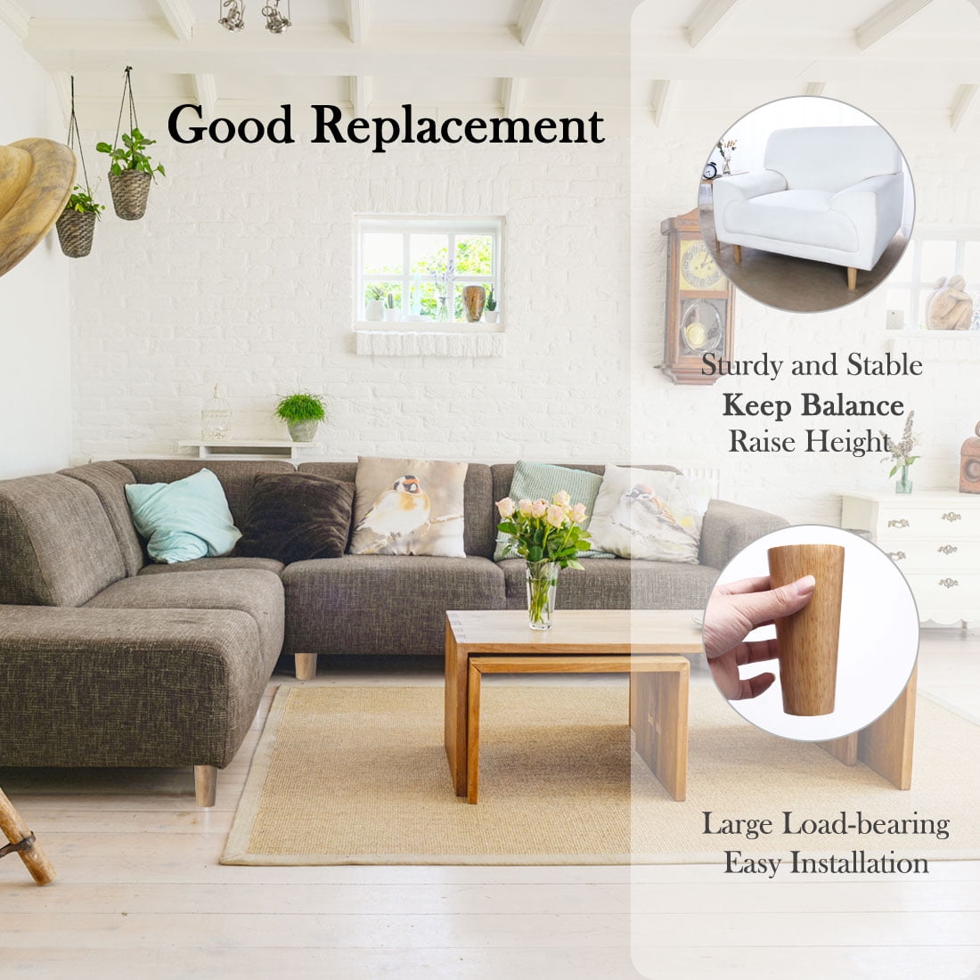 4 Pack 5 Height Adjuster Wood Chair Furniture Leg Com