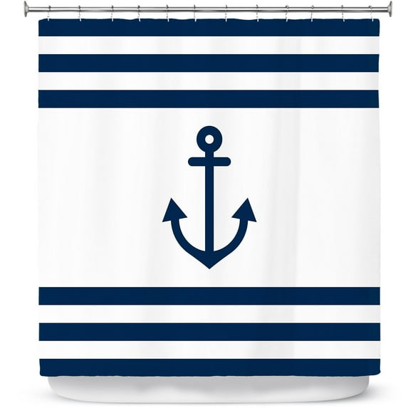 Shower Curtains 70" x 93" from DiaNoche Designs by Organic Saturation - Anchor Stripes White
