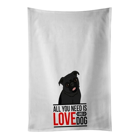 Carolines Treasures WDK3754WTKT 28 x 19 in. Unisex Pug Black No.1 White Dish Towels Kitchen Towel - Set of 2