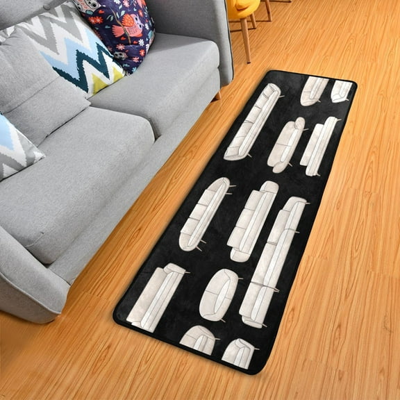 Elegant Sofa Designs Long Area Rug 72" x 24" Non-Slip Polyester with Cotton Padding