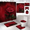 thumbnail image 2 of Red Rose Bathroom Shower Curtain Sets with Rugs, Toilet Lid Cover, Bath Mat, Romantic Flora Shower Curtains for Bathroom, Soft Waterproof Fabric Bathroom Decor Shower Curtain Set, 2 of 6