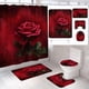 thumbnail image 2 of Juego de cortinas de ducha para baño con rosas rojas, tapetes, tapa de inodoro, tapete de baño, cortinas de ducha con flores románticas para baño, juego de cortinas de ducha de tela suave e, 2 of 6