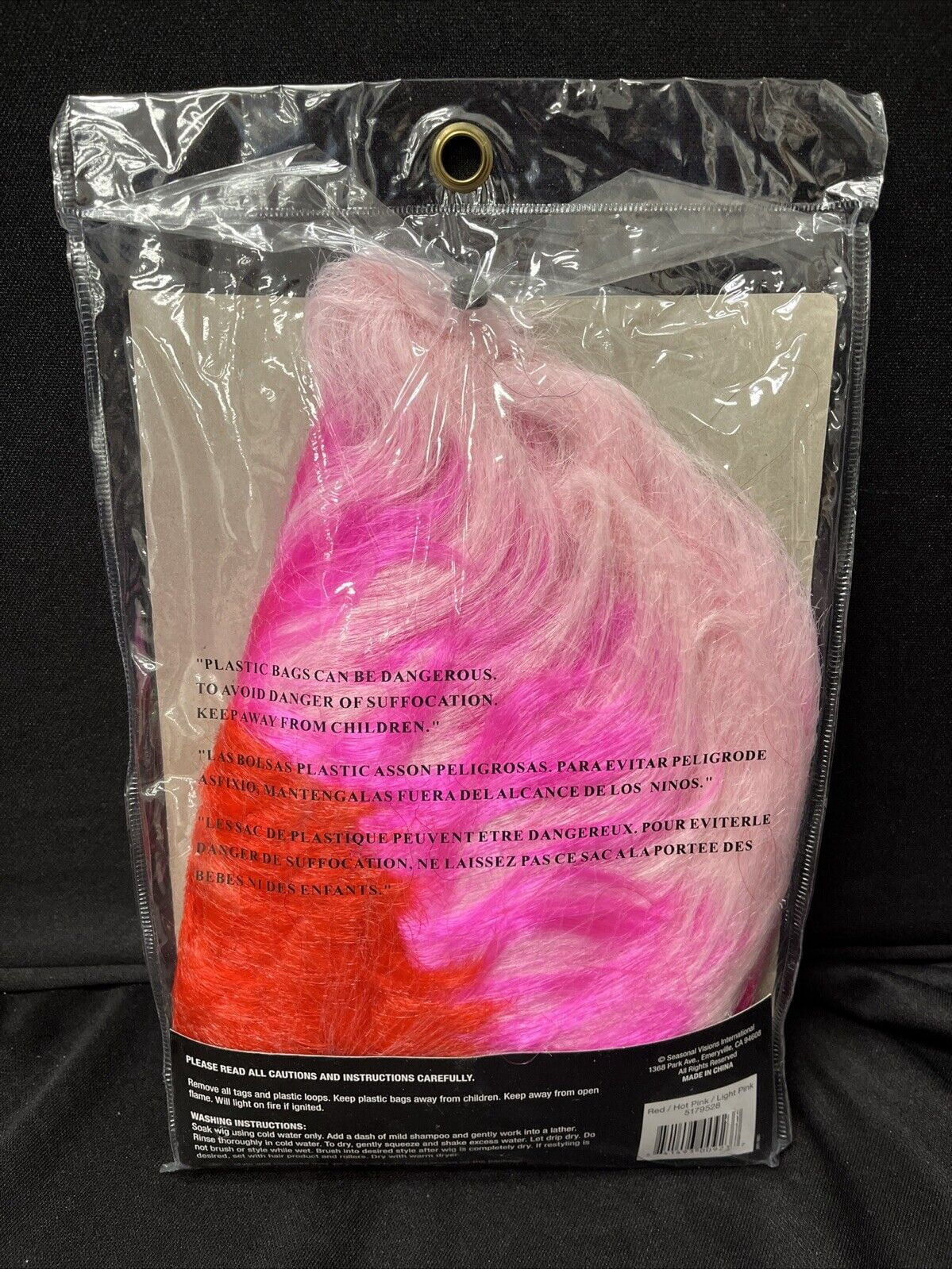 Red & Hot Pink Double Mohawk Wig