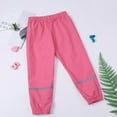 thumbnail image 6 of Children Boys Girls Rain Pants Reflective Stripe Waterproof Windproof Elastic Waist Rain Wear For Outdoor Activities,Hot Pink,110-116, 6 of 7