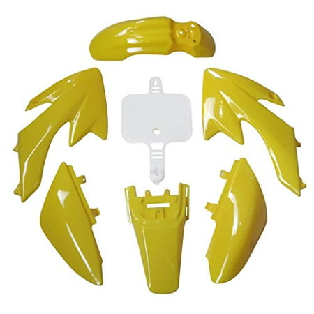 70cc Pit Dirt Bike - Lumix GC Yellow White Center Plate Fairing Body Plastic Kit For 49cc 50cc 70cc 90cc 110cc 125cc Chinese Dirt Pit Bikes