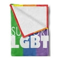 thumbnail image 2 of Pride Soft Flannel Fleece Throw Blanket, Support LGBT Calligraphy with Celebration Theme Crowd People Silhouette with Flags, Cozy Plush for Indoor and Outdoor Use, 60" x 80", Multicolor, by Ambesonne, 2 of 5