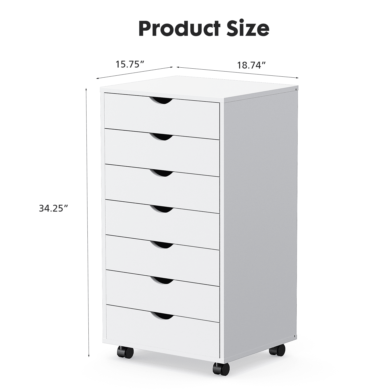 MAYEERTY 7-Drawer Mobile File Cabinet, Storage Cabinet Dressers with Wheels Mobile Organizer Drawers for Office, Bedroom, Home