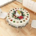 thumbnail image 2 of Duangreer Retro Christmas 60''Round Tablecloth, Poinsettia Xmas Cottage Print, Waterproof Tablecloths for Party, Dining, Indoor and Outdoor, 2 of 6