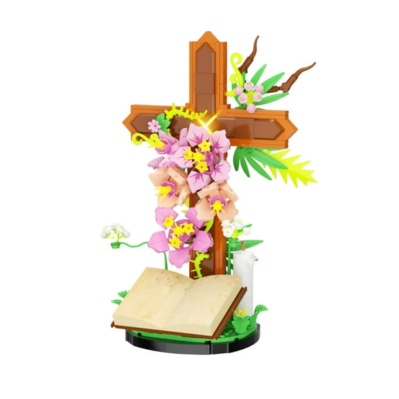 The Rescuer – 2026 Nativity Floral Cross Building Toys Set, DIY Cross Collectibles Building Blocks, Perfect Christmas Birthday Gifts for All Ages (363PCS)