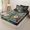 thumbnail image 2 of Homewish Boho Dragonfly Zipper Twin Comforter Sets with Fitted Sheet and 2 Pillowcases,Colorful Flower Floral Zipper Bedding Set,Black Reversible,4 Pieces, 2 of 7