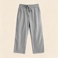 thumbnail image 6 of KyCheLot Girls Summer Pants Cotton Linen Capris Comfy Lounge Drawstring Waist Crop Pants with Pockets 4-14Years, 6 of 7