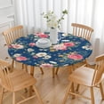 thumbnail image 3 of Pioneer Flower Floral Print Pattern Round Fitted Tablecloth with Elastic Edge,Dining Table Cover Waterproof,Outdoor Round Tablecloth for Camping,Dining,Indoor and Outdoor, 3 of 7