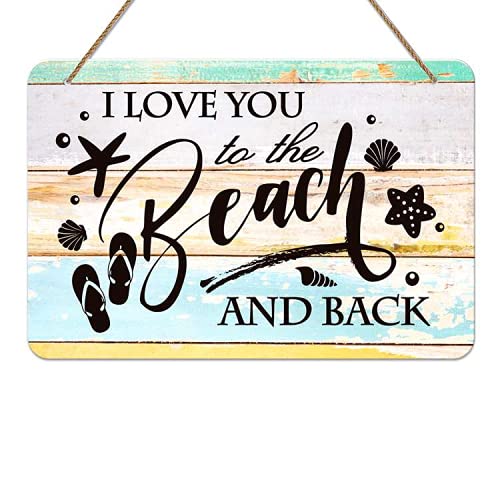 WHATSIGN Beach Decor Signs 12"x 8" I Love You to The Beach and Back