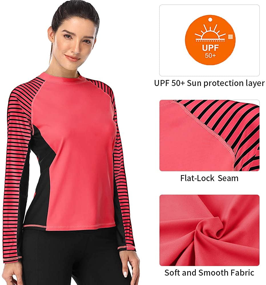 3 stripes long sleeve swim top