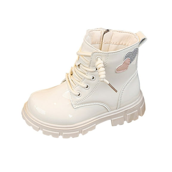 Sopiago Girls' Boots Outdoor Four Seasons Ankle Sneaker High Top Casual Classic Hiking Shoes Kids Boots Boys White,11.5