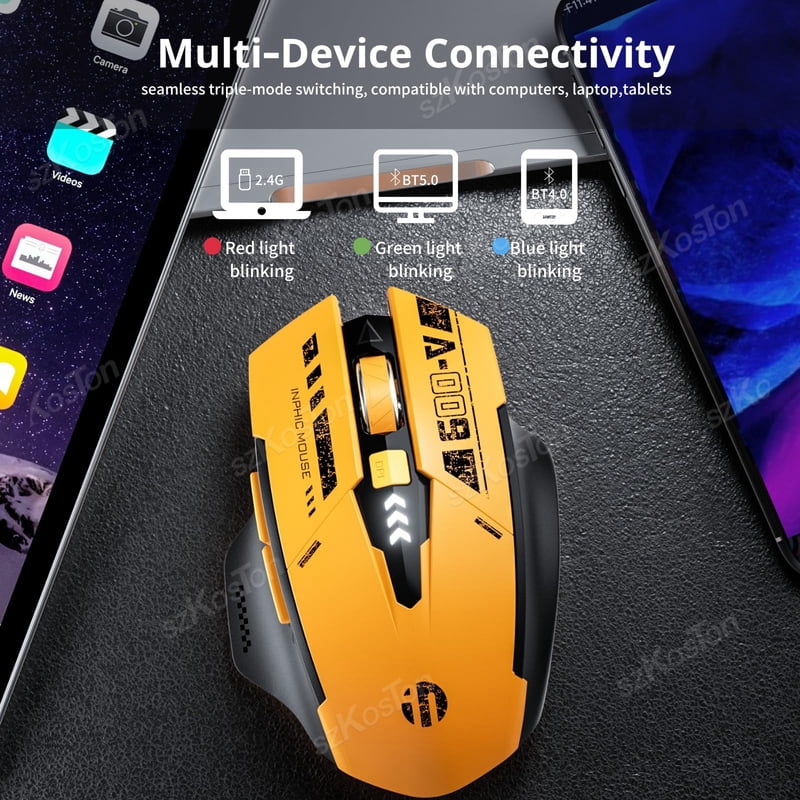 2.4G Wireless Bluetooth Silent Mouse Five-level DPI Adjustable Three-mode Mouse Suitable for Pc Gamer Office Computer Laptop