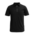 thumbnail image 5 of hoksml Men's Soft Stretch Fabric Blend Waffle Knit Half Zip Collared Short Sleeve Shirt, Solid Casual Summer Golf Daily Top, 5 of 5