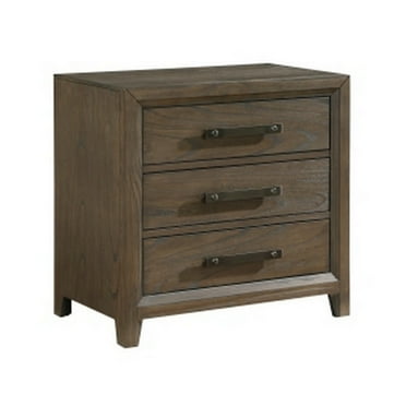 Benjara BM314561 27 in. Wyn Nightstand with 3 Drawers & Nickel Handles - Brown & Black