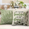 thumbnail image 4 of Hello Spring Green Decorative Throw Pillow Covers 18 x 18 Set of 4, Bloom Daisy Flower Leaves Porch Patio Outdoor Pillowcase, Floral Seasonal Sofa Couch Cushion Case Home Decor, 4 of 6