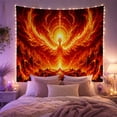thumbnail image 2 of Fire Phoenix Beneath a Radiant Halo, Mystical Fantasy Art for Mythical Bird Lovers, Volcanic Rebirth Decor, Housewarming Gift, Tapestry Wall Hanging for Bedroom and Studio, 2 of 7