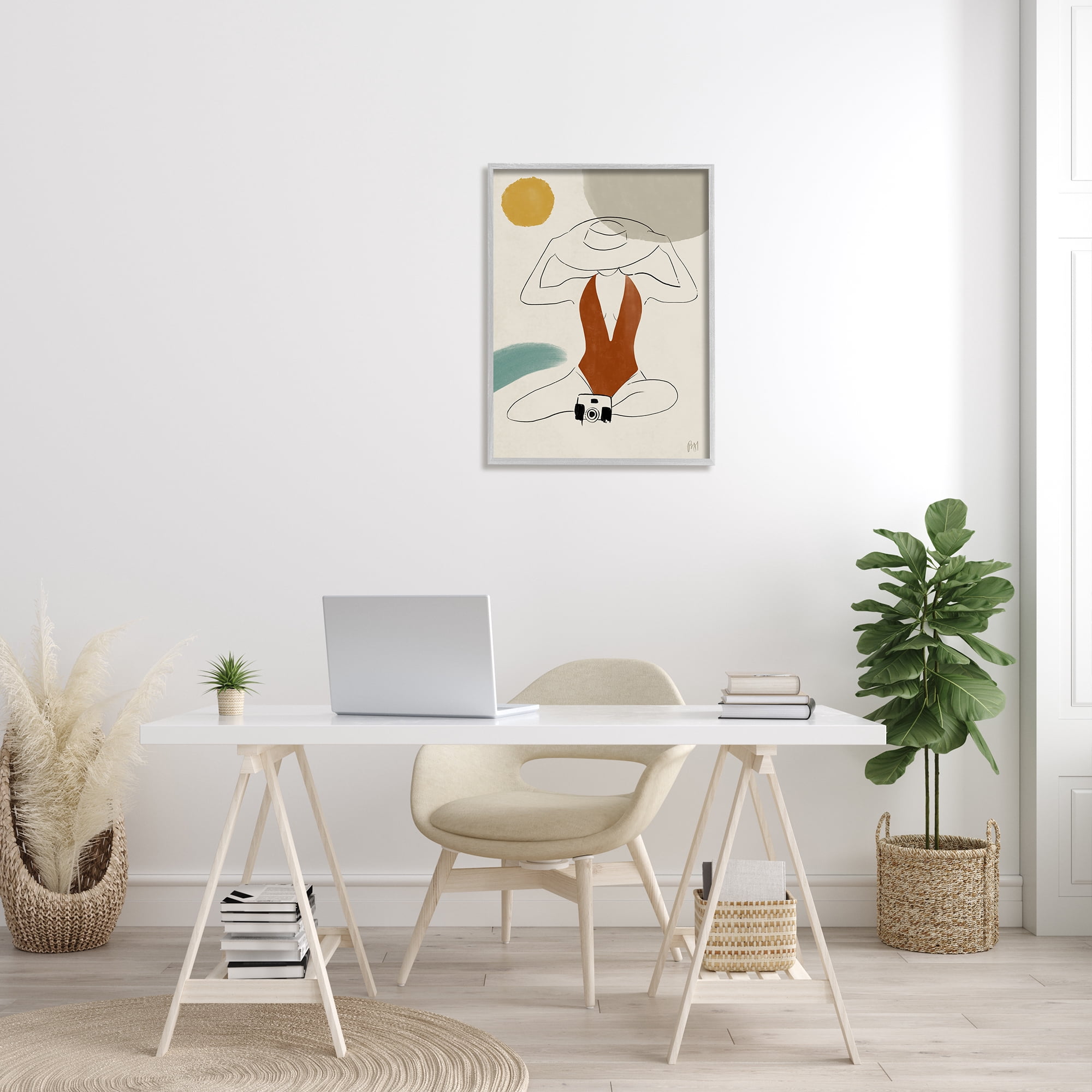 Stupell Indtries Woman in Orange Swimsuit Abstract Beach Landscape,24 x 30,Design by Birch&Ink