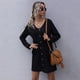 thumbnail image 2 of Vestido de manga larga con botones, sencillo, agradable a la piel, suave, cuello en V, casual, suelto, mini vestido, transpirable, elegante para citas ANGGREK BF1711, 2 of 7