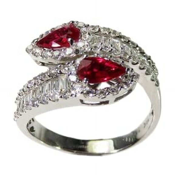 HeartsAndYou 4.2ct Natural Ruby & Diamond Halo Snake Bypass Engage Ring 14k SOLID White Gold